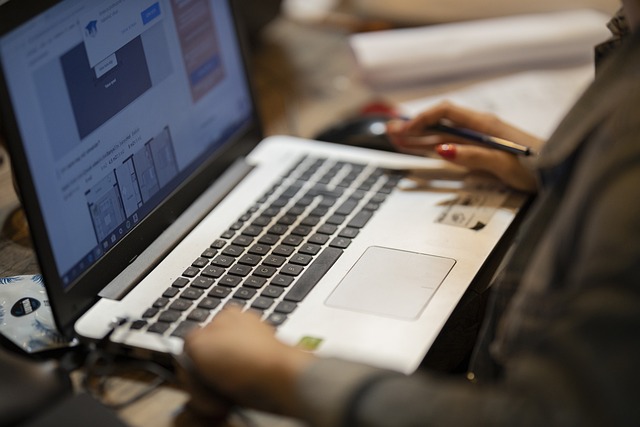 Studying on a computer laptop